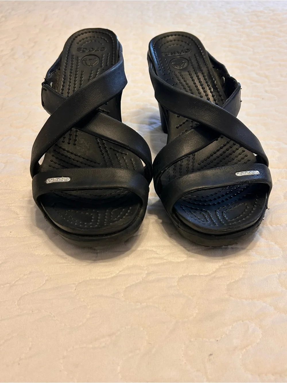 Crocs Cyprus IV Black Heels Women's Size 8 Style #14558